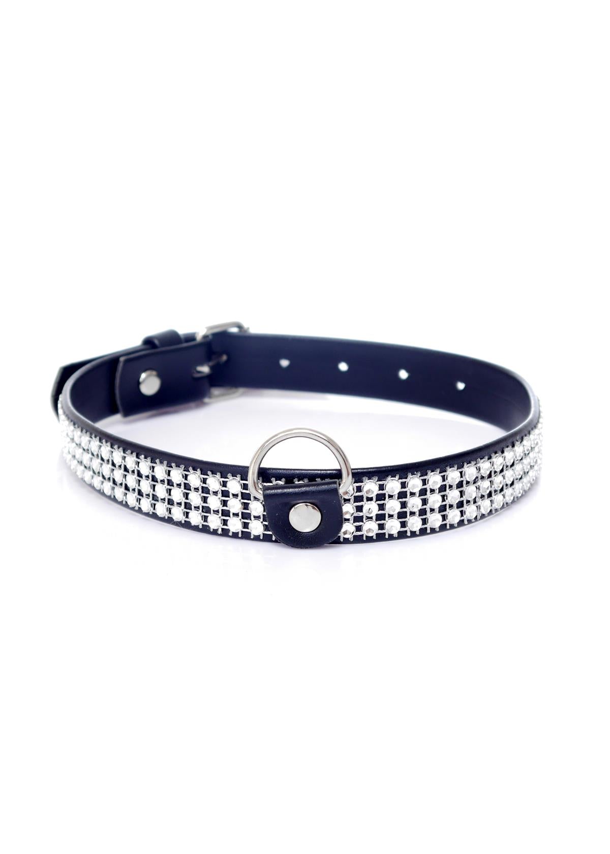 Bossoftoys - 33-00099 - Collar - Studs - Small - Silver - Diamonds