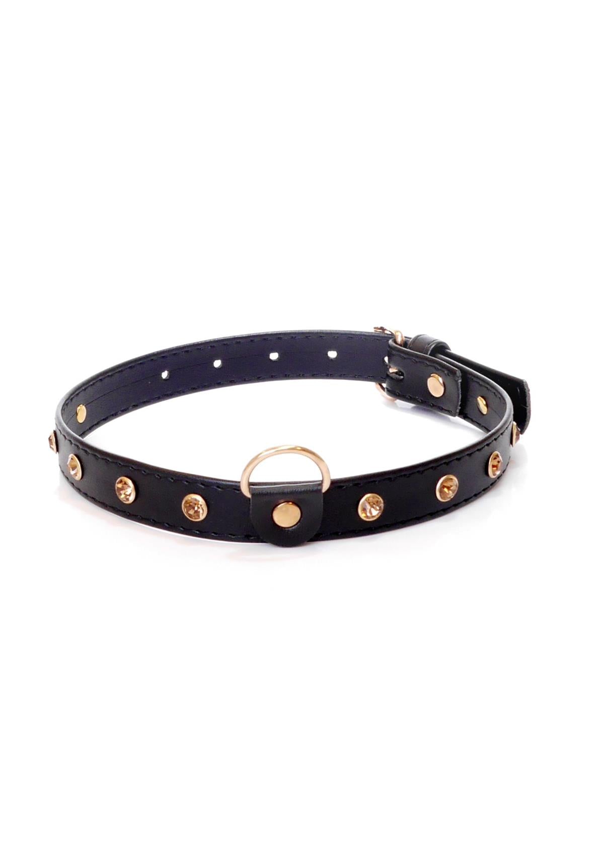 Bossoftoys - 33-00116 - Fetish Collar Goud Met Steentjes - 2 cm width - Verstelbaar