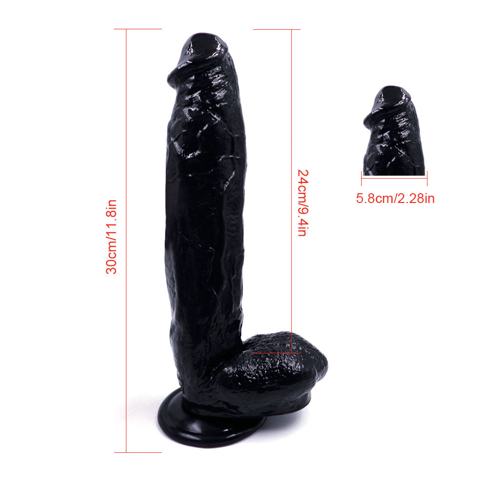 Power Escorts - BR227 Black - Monster John XL Mega Realistic Dildo 30 CM / 11,8 Inch