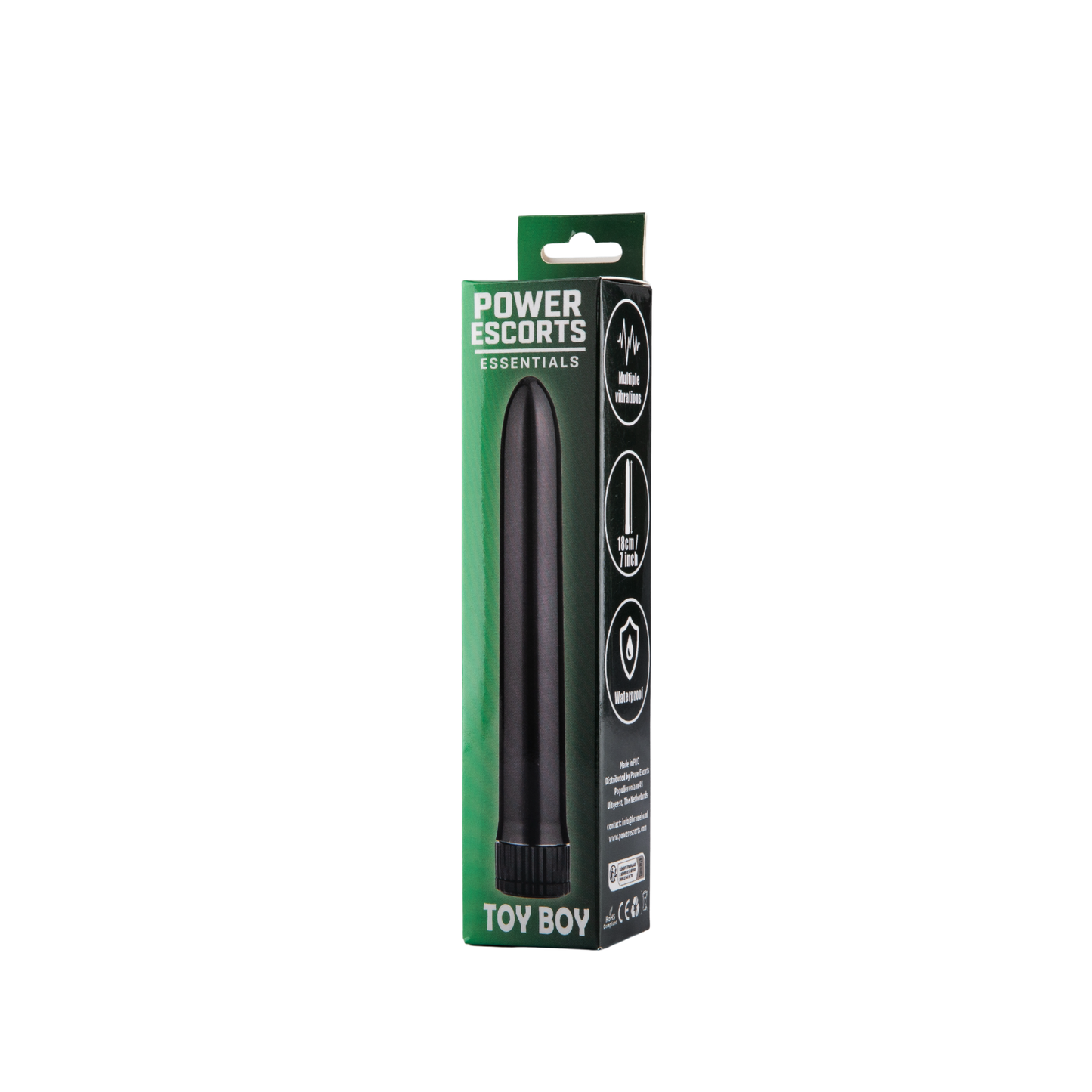 Power Escorts Toy Boy Classic Vibrator - 18 CM - Black