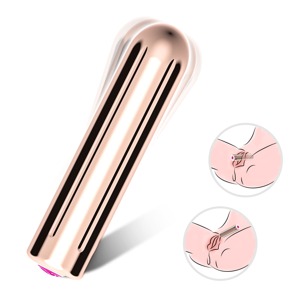 Bossoftoys - 52-00004 - Rose Goude  Rock Bullet Mini Vibrator - USB oplaadbaar - 9 vibratie standen