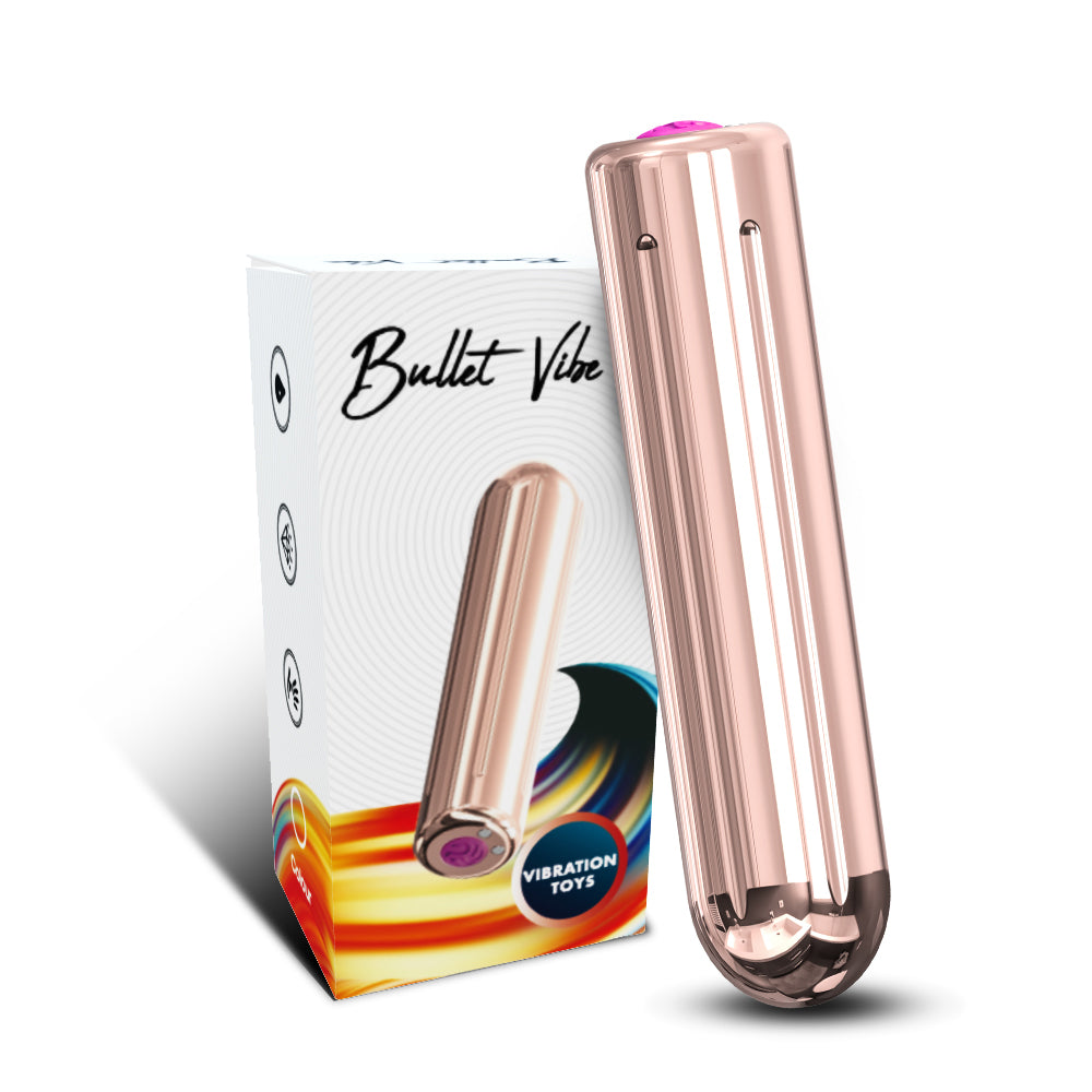 Bossoftoys - 52-00004 - Rose Goude  Rock Bullet Mini Vibrator - USB oplaadbaar - 9 vibratie standen