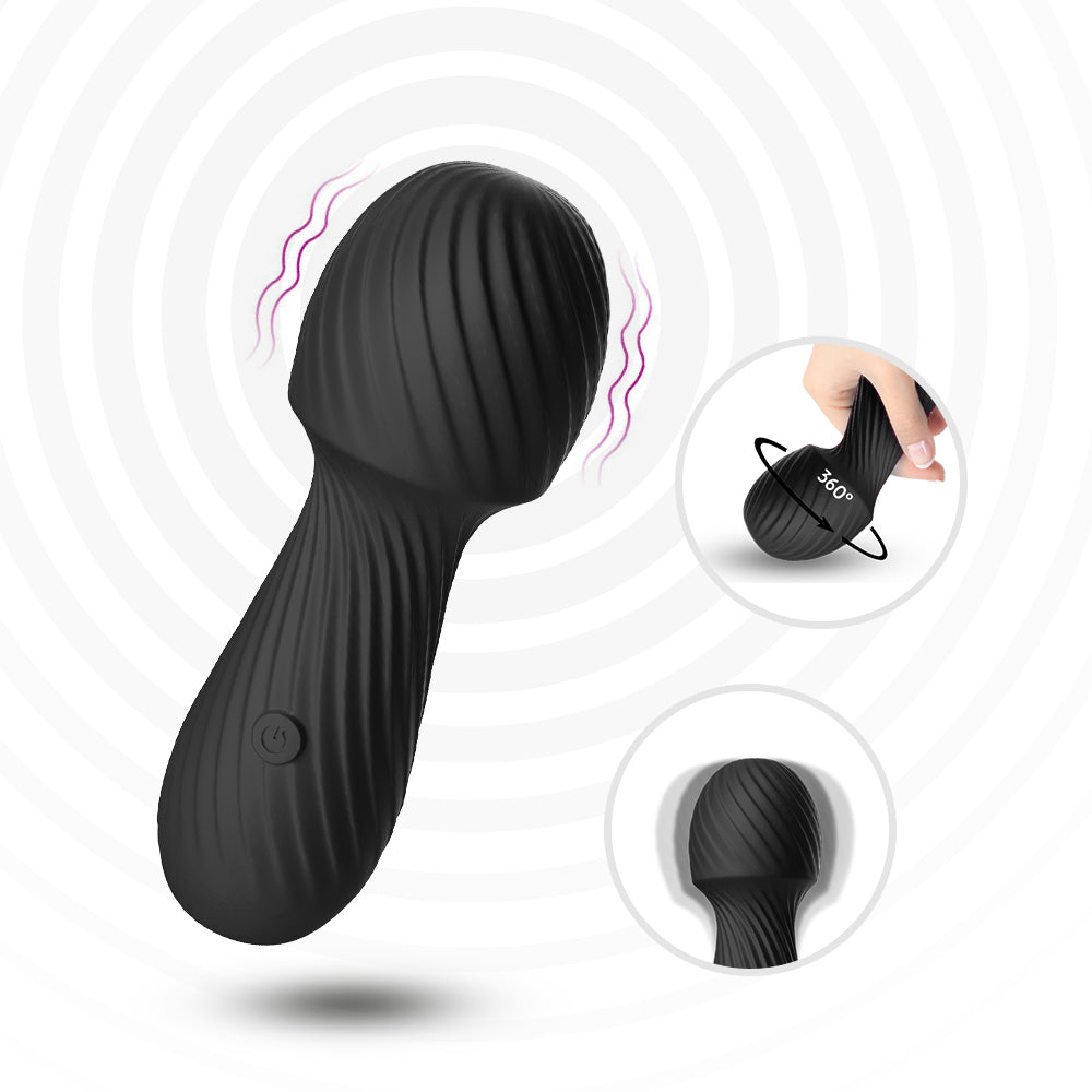 Bossoftoys - 52-00025 - Dazzle Black Silicone Mini Wand Massager - USB - 9 Vibration mode