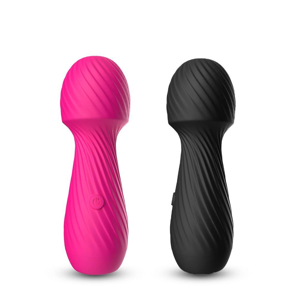 Bossoftoys - 52-00025 - Dazzle Black Silicone Mini Wand Massager - USB - 9 Vibration mode