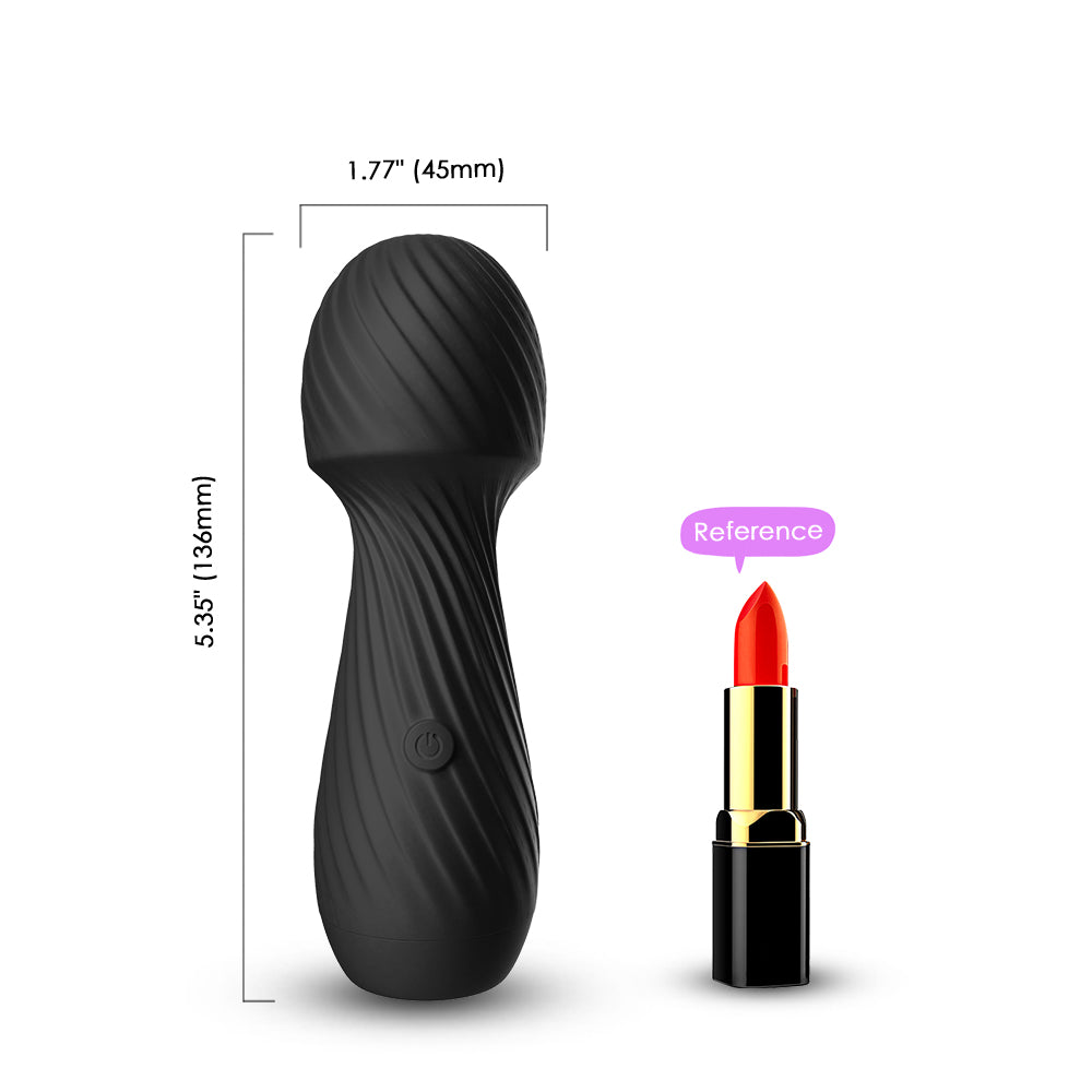 Bossoftoys - 52-00025 - Dazzle Black Silicone Mini Wand Massager - USB - 9 Vibration mode