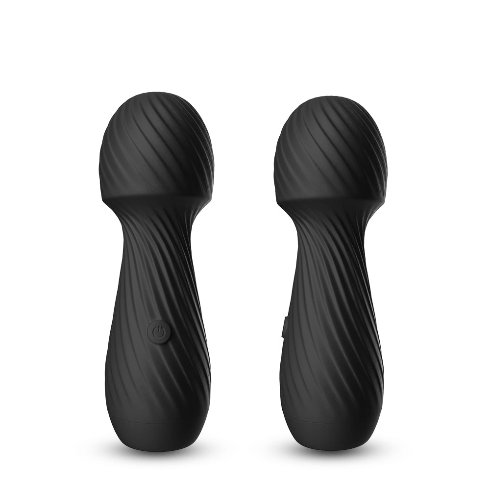 Bossoftoys - 52-00025 - Dazzle Black Silicone Mini Wand Massager - USB - 9 Vibration mode