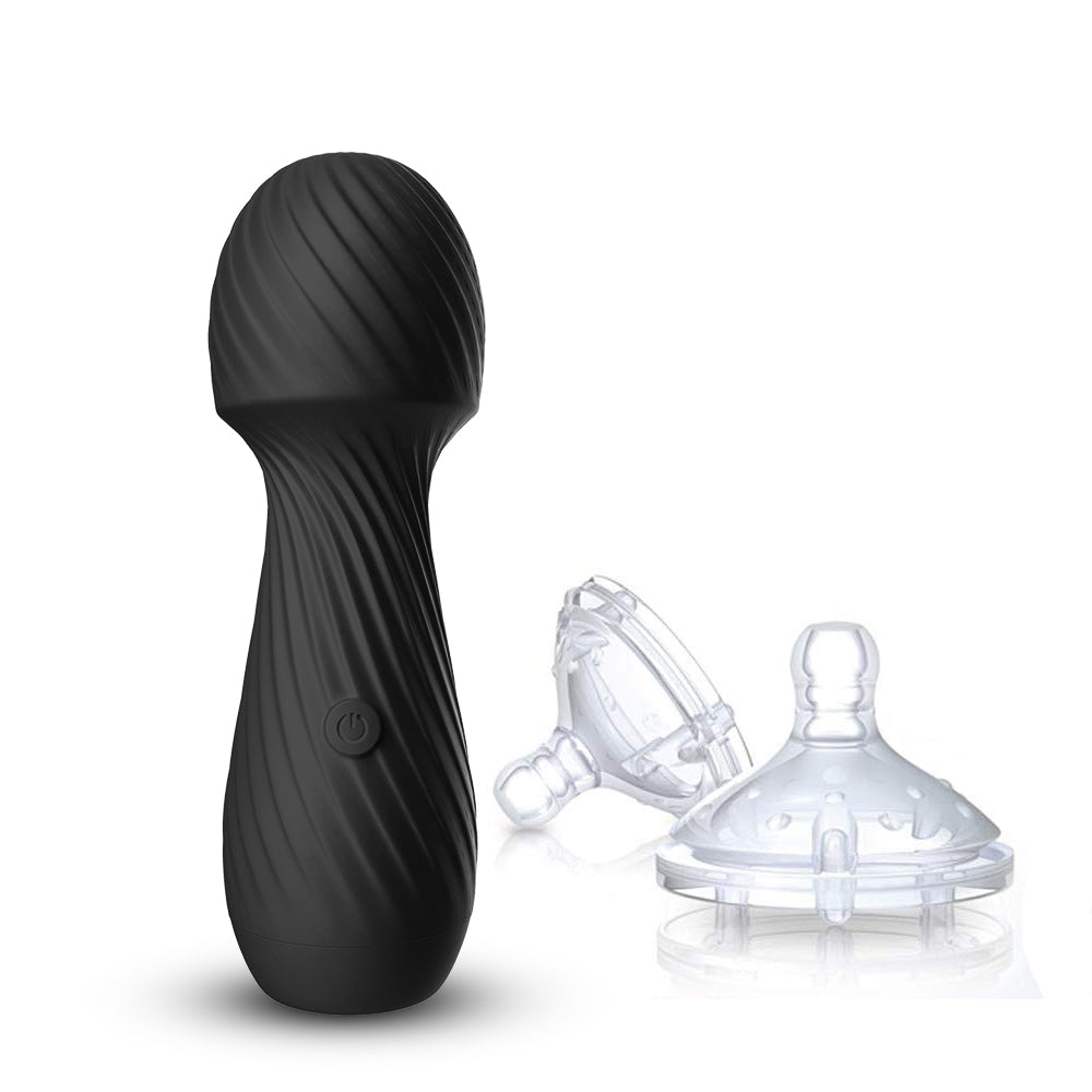 Bossoftoys - 52-00025 - Dazzle Black Silicone Mini Wand Massager - USB - 9 Vibration mode