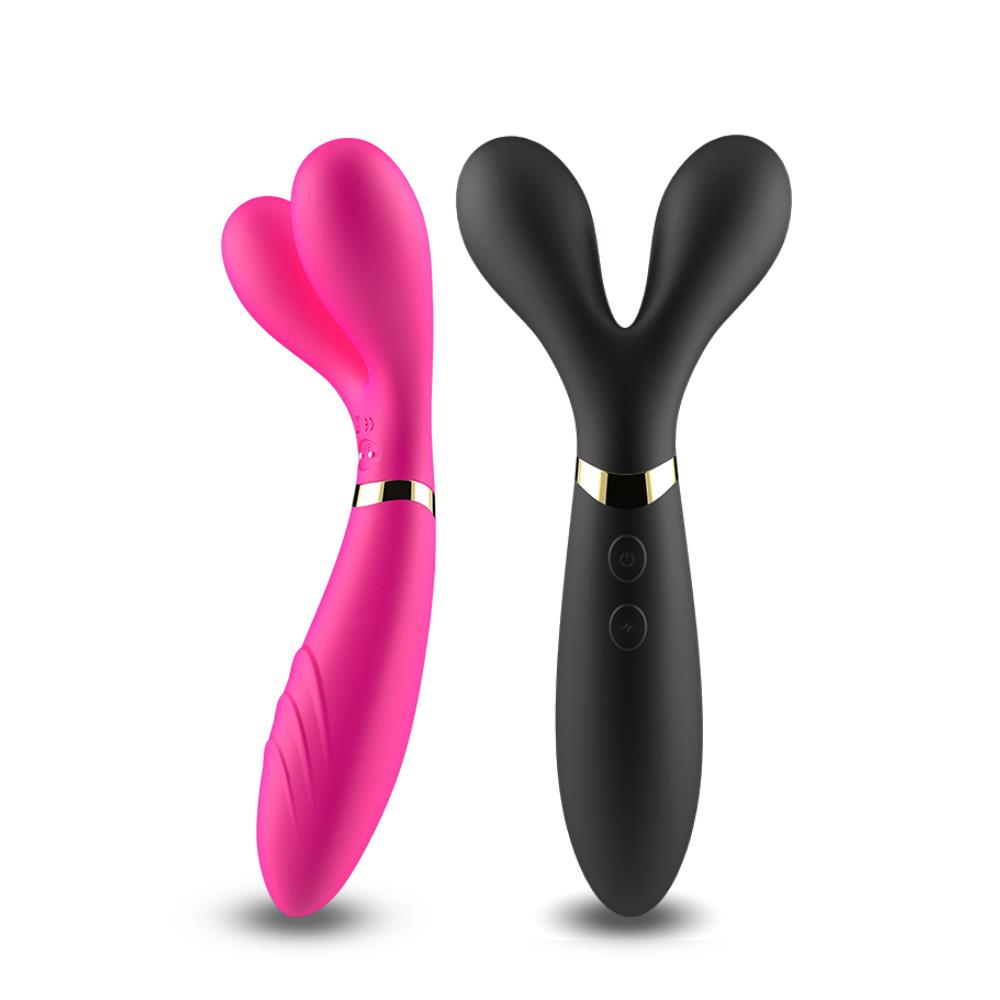 Bossoftoys - Y-Wand Zwarte dual head G spot vibrator - 52-00026- USB rechargeable - 100% waterproof - 9 vibration modes