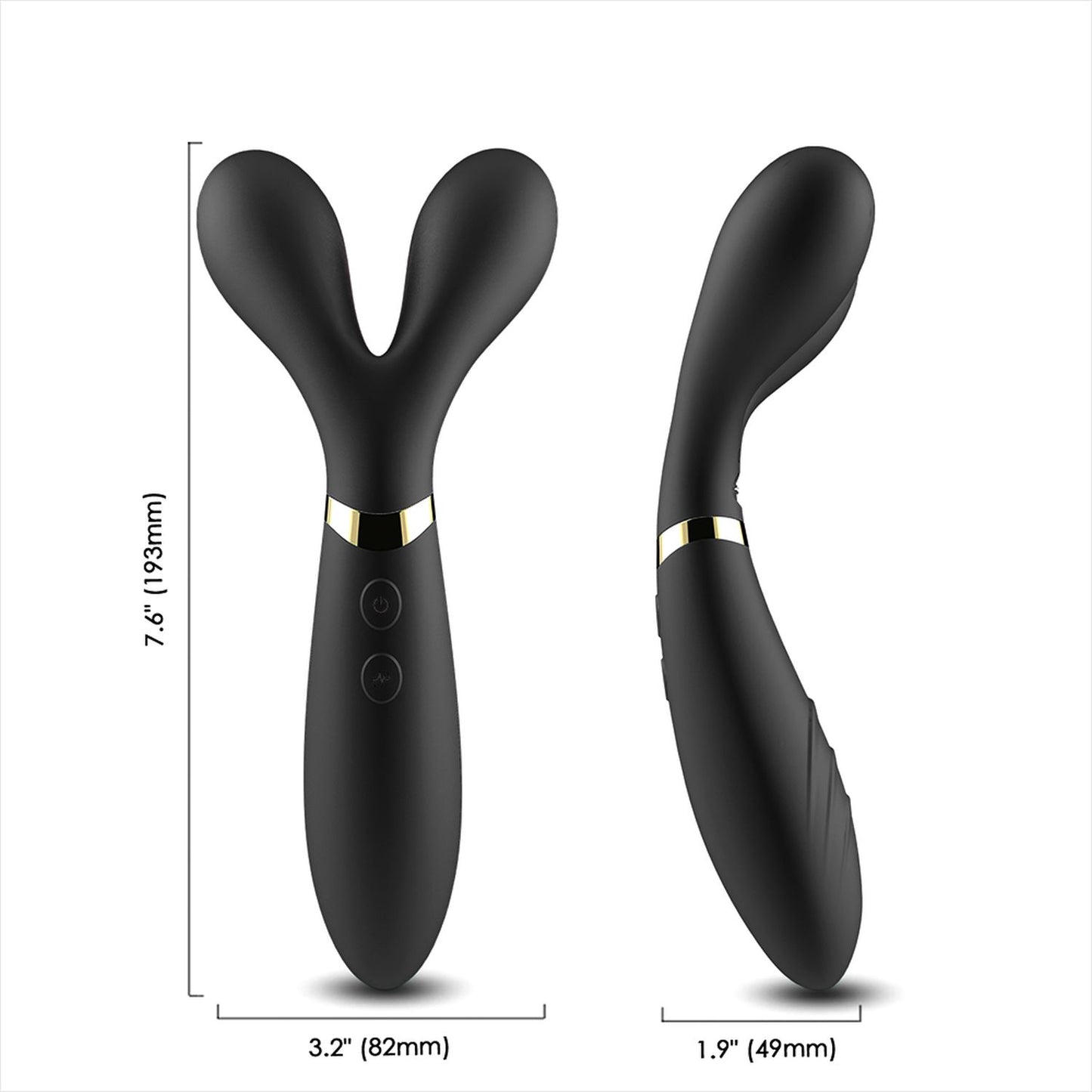 Bossoftoys - Y-Wand Zwarte dual head G spot vibrator - 52-00026- USB rechargeable - 100% waterproof - 9 vibration modes