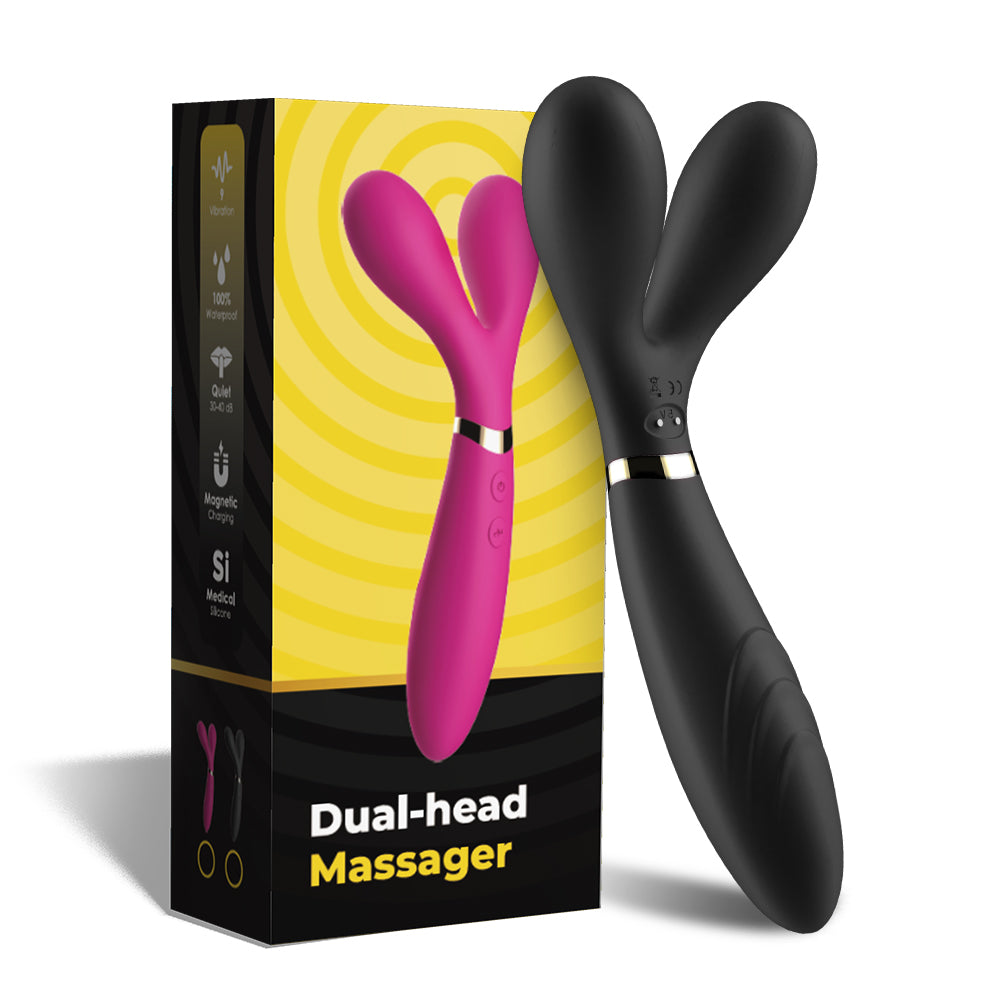 Bossoftoys - Y-Wand Zwarte dual head G spot vibrator - 52-00026- USB rechargeable - 100% waterproof - 9 vibration modes