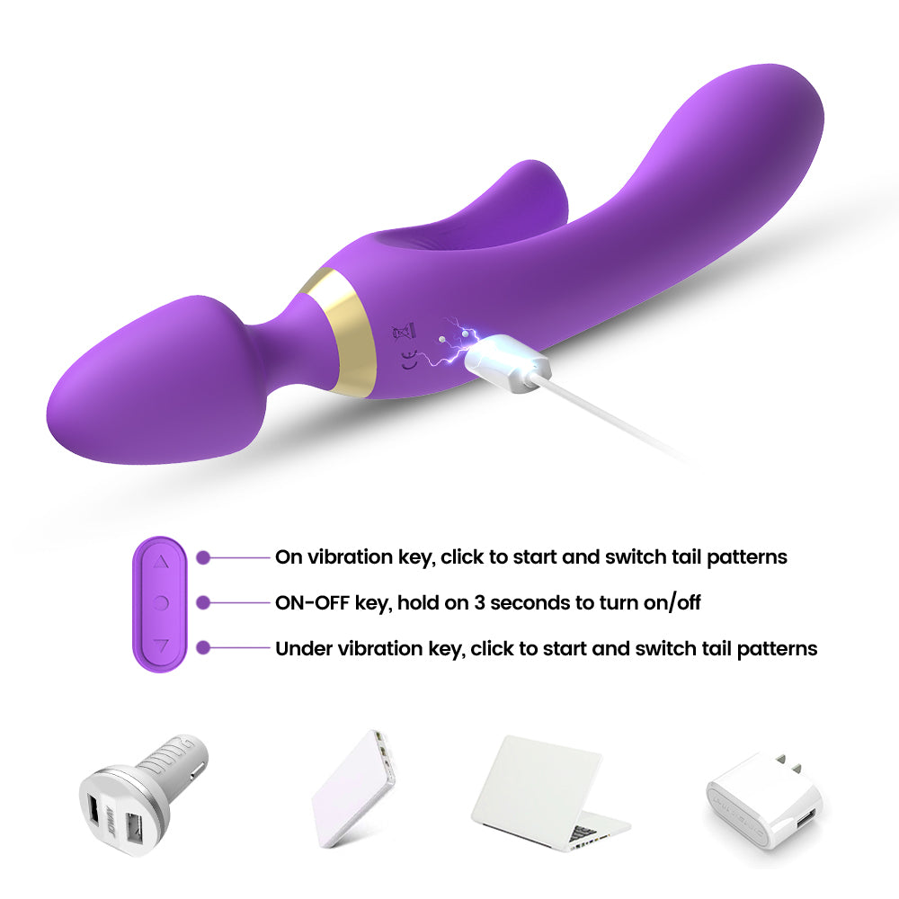 Bossoftoys - 52-00027 - Magic Wand Purple Silicone Massager USB - 9 Vibration mode