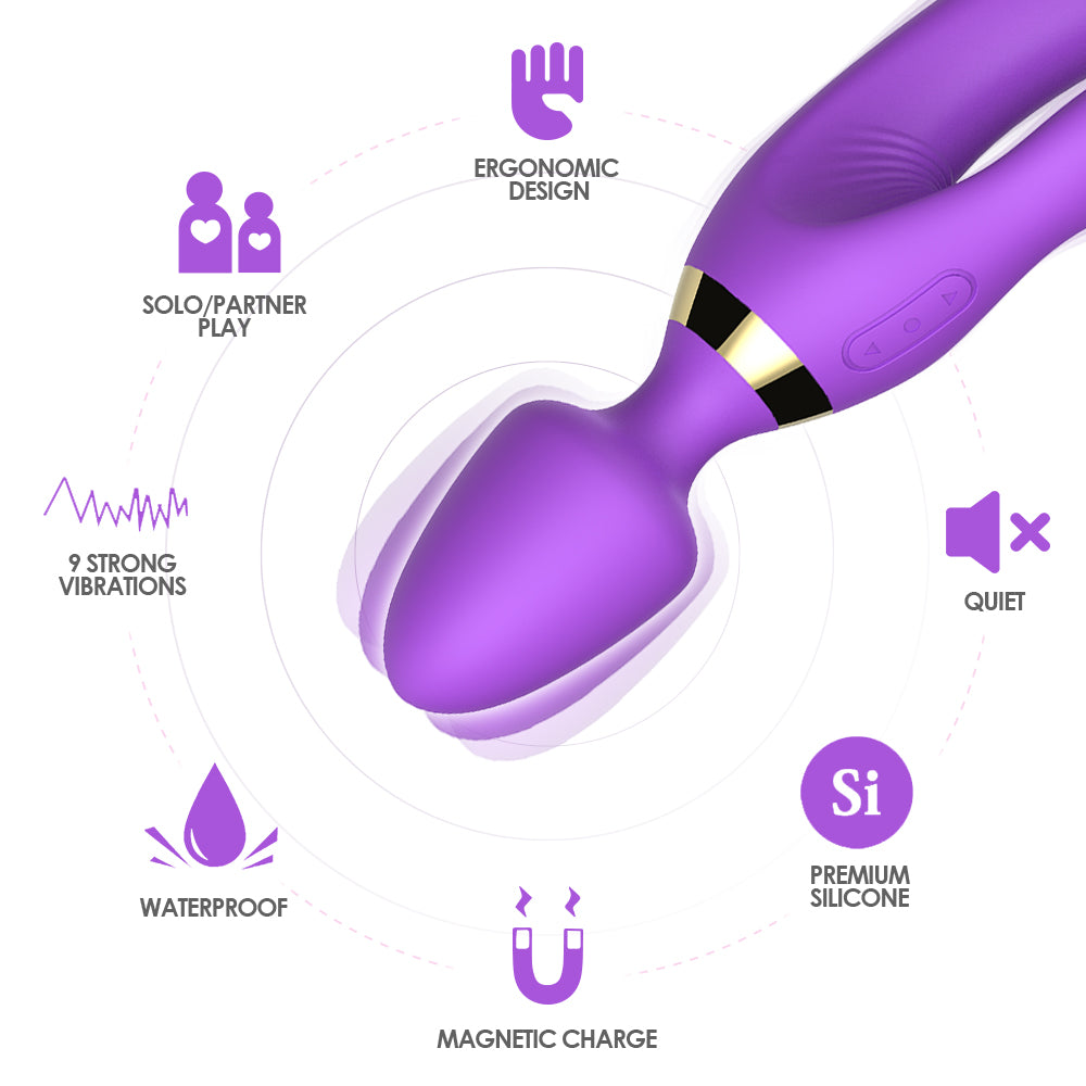 Bossoftoys - 52-00027 - Magic Wand Purple Silicone Massager USB - 9 Vibration mode