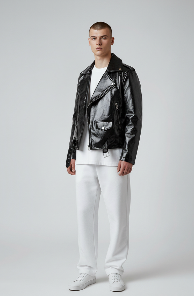 FashionWorld Kinky Glossy Zwarte Jas – Maat XL