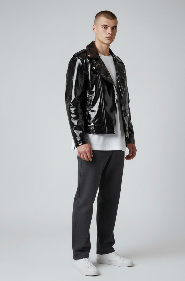 FashionWorld Kinky Glossy Zwarte Jas – Maat XL