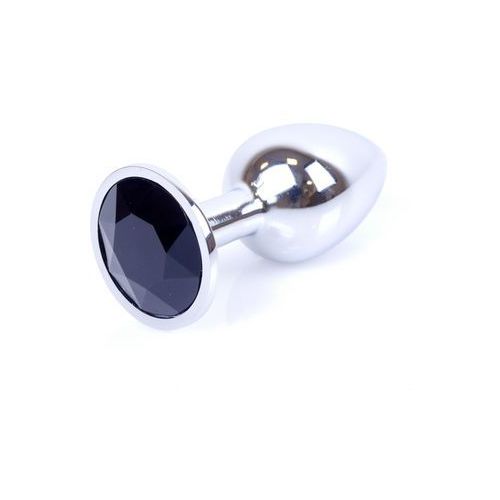 Power Escort Anal Plug Zwart met Kristal – RVS – 7 cm | Luxe & Comfort