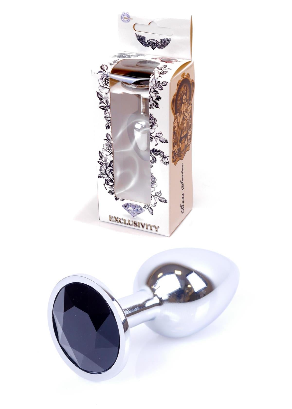 Power Escort Anal Plug Zwart met Kristal – RVS – 7 cm | Luxe & Comfort