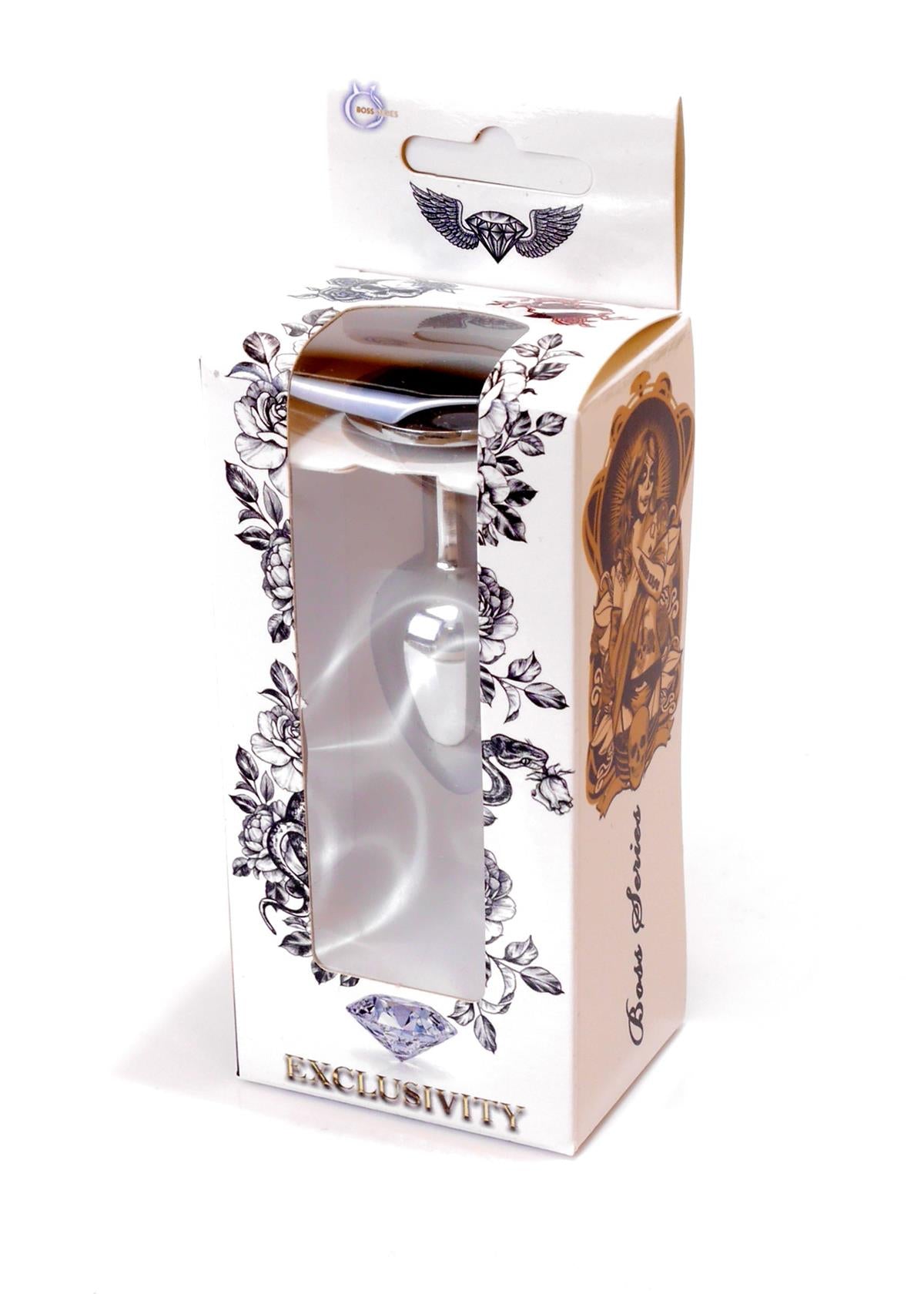 Power Escort Anal Plug Zwart met Kristal – RVS – 7 cm | Luxe & Comfort