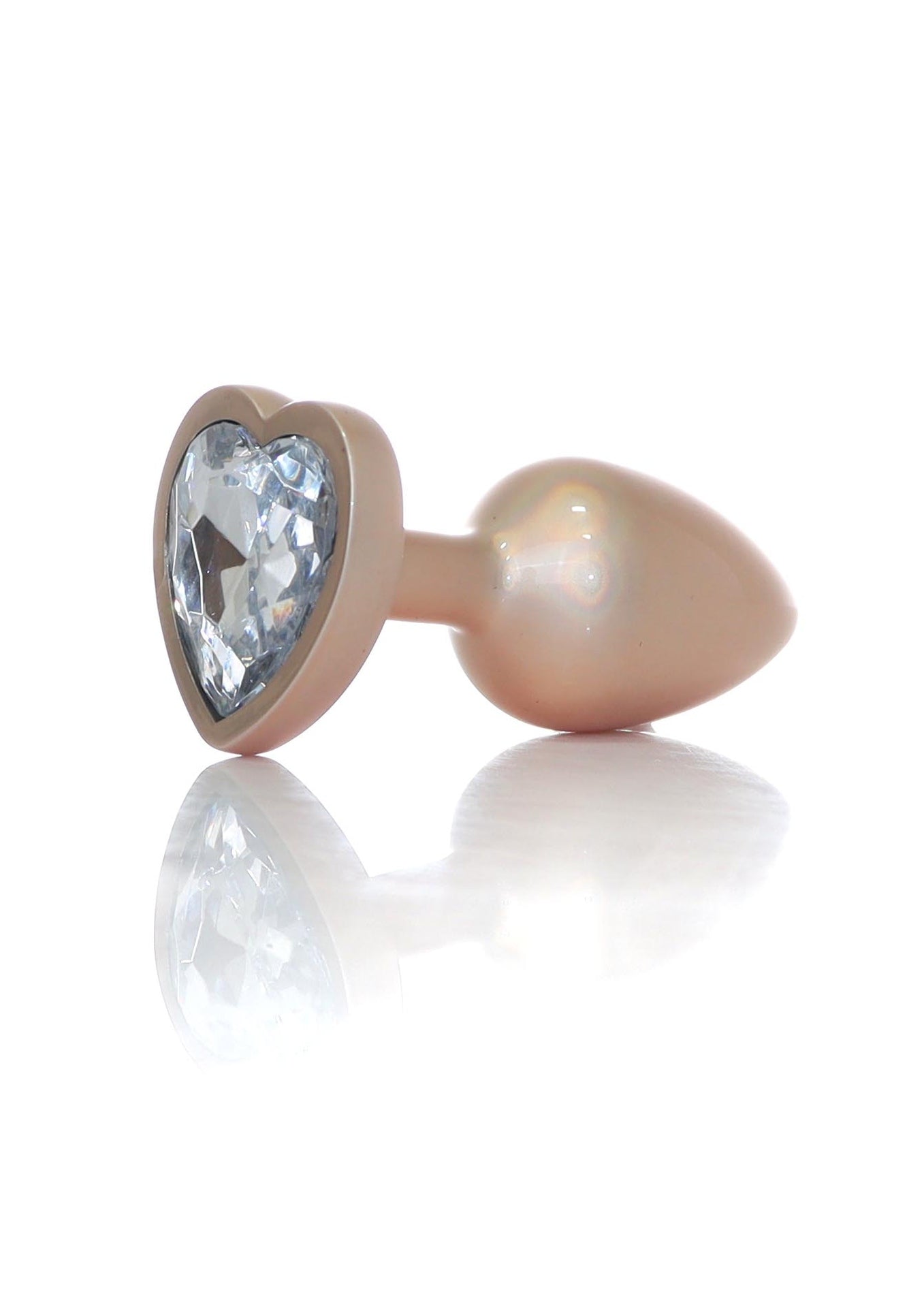 Boysoftoys - 64-00135 - Pearl Gold Heart Anal Plug  Clear Stone Small