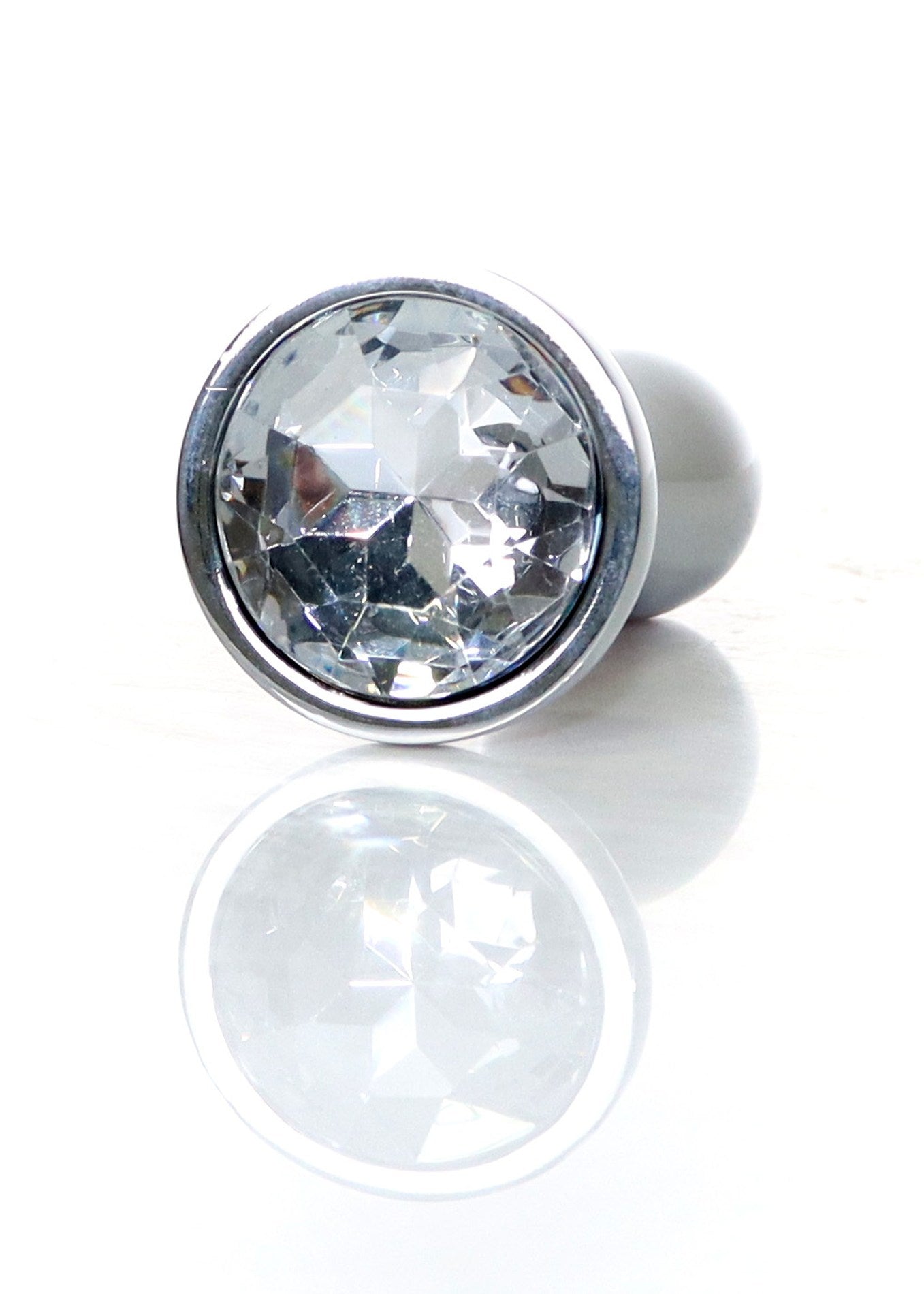 Boysoftoys - 64-00146 - Design Silver Plug Small Clear Stone - Length 7,7 Cm Dia 2 Cm