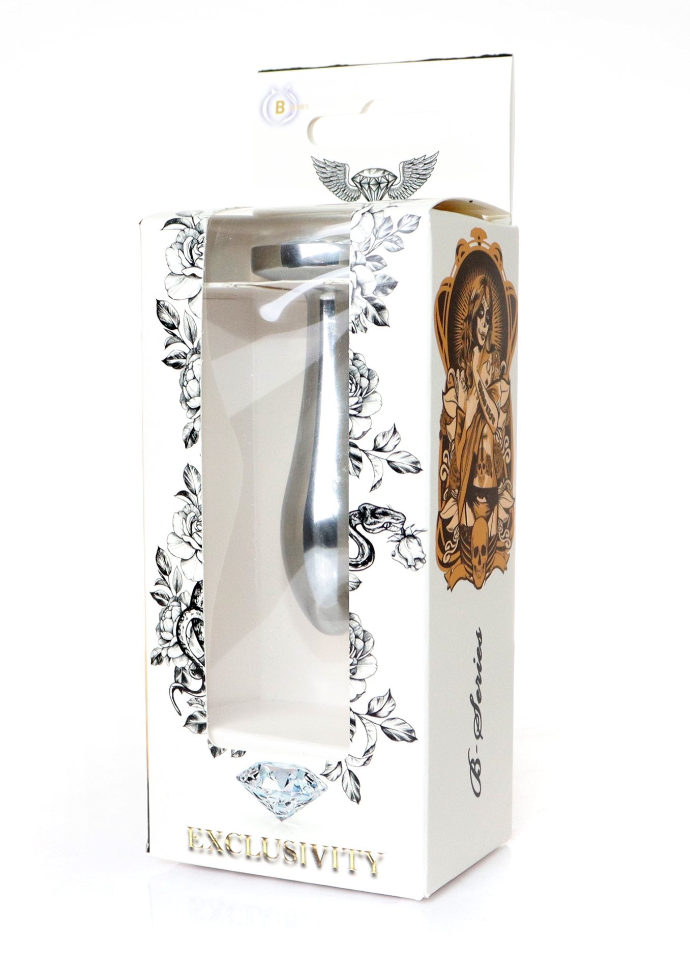 Boysoftoys - 64-00146 - Design Silver Plug Small Clear Stone - Length 7,7 Cm Dia 2 Cm