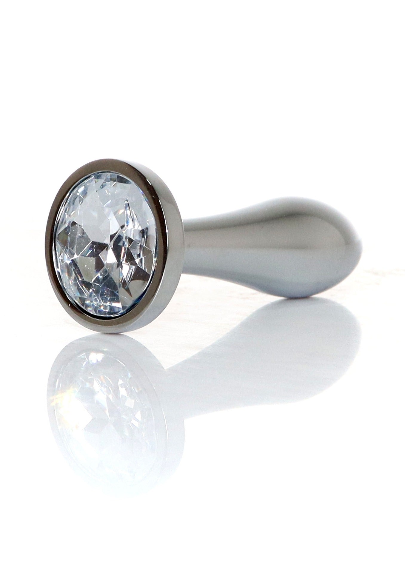 Boysoftoys - 64-00146 - Design Silver Plug Small Clear Stone - Length 7,7 Cm Dia 2 Cm