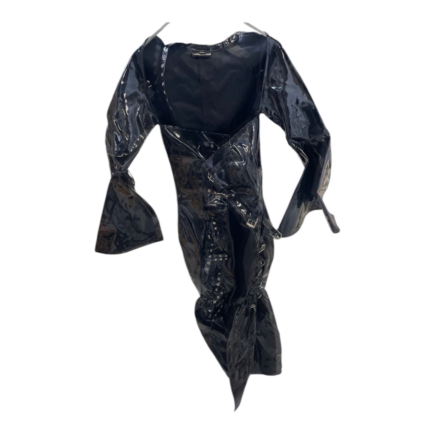 FashionWorld Kinky Glossy Zwarte Open Jurk – Maat S