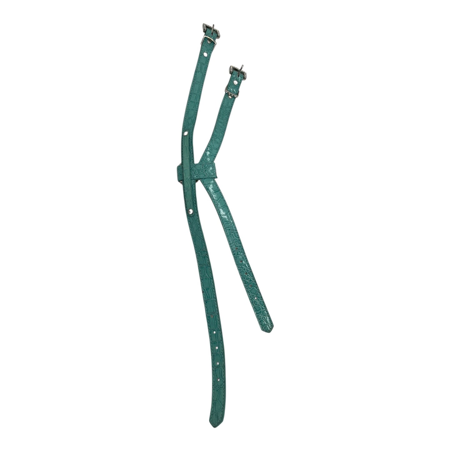 Kleine Hondenhalsband - Krokodil Look - Blauw - Diameter 17 CM - Lengte 60 CM - Breedte 6 CM