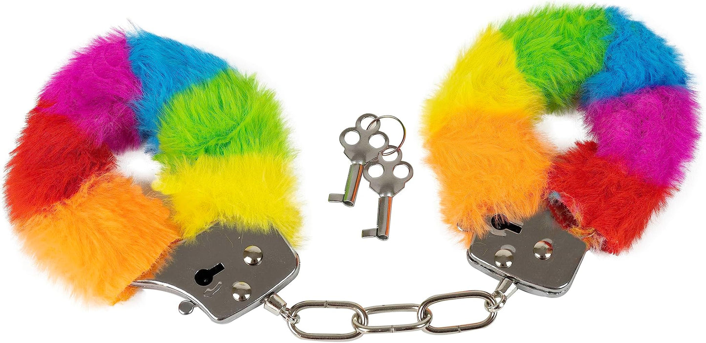 Power Escort Regenboog Furry Hand cuffs - Love Cuffs - BR206 Rainbow
