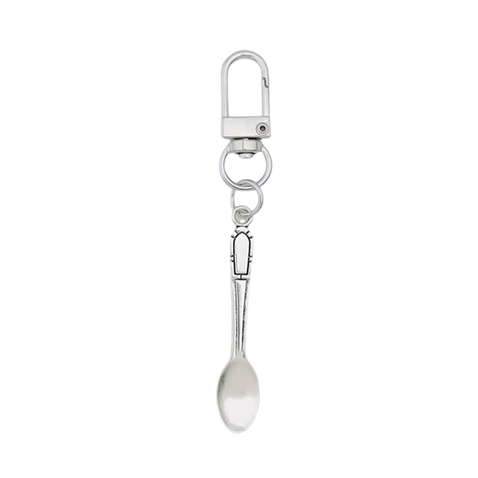 Mini Spoon Keychain – Speelse Sleutelhanger met Metalen Look