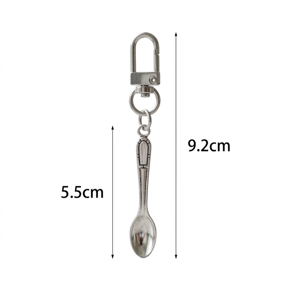 Mini Spoon Keychain – Speelse Sleutelhanger met Metalen Look