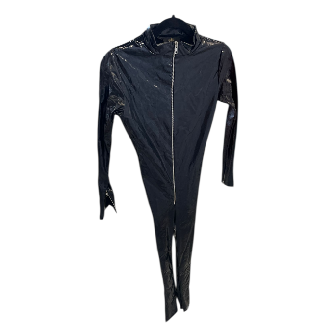 Noir Handmade - Kinky Glanzend Zwart Pak met Rits – Maat 38