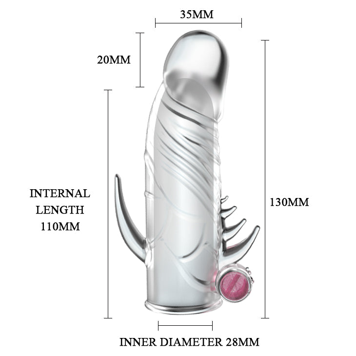 Baile Vibrerende Penis Sleeve – Extra Lengte & Intense Stimulatie (+2 cm) – Zacht & Flexibel