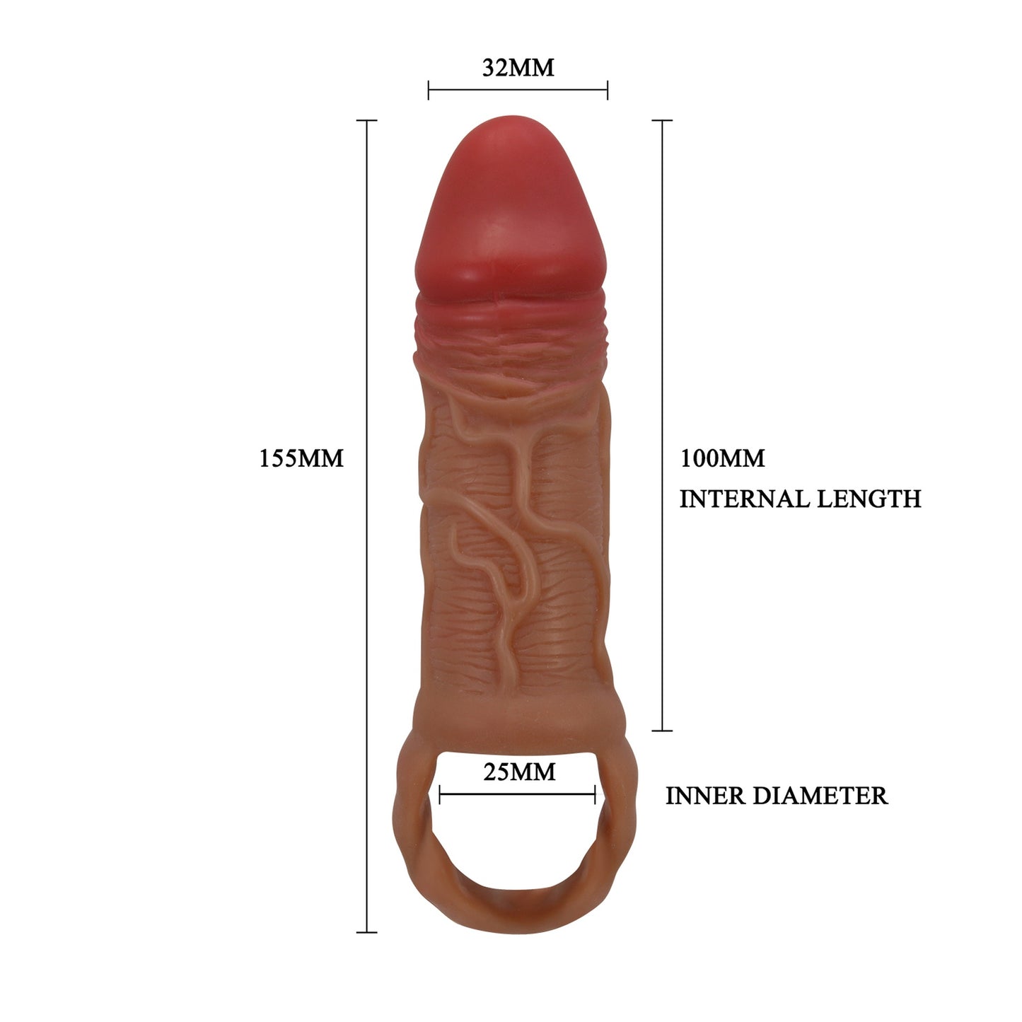 Baile - BI-026211-2 - Penis Sleeve Brown 15,5 Cm Dia 3,2 Cm - 6,1 Inch Extender