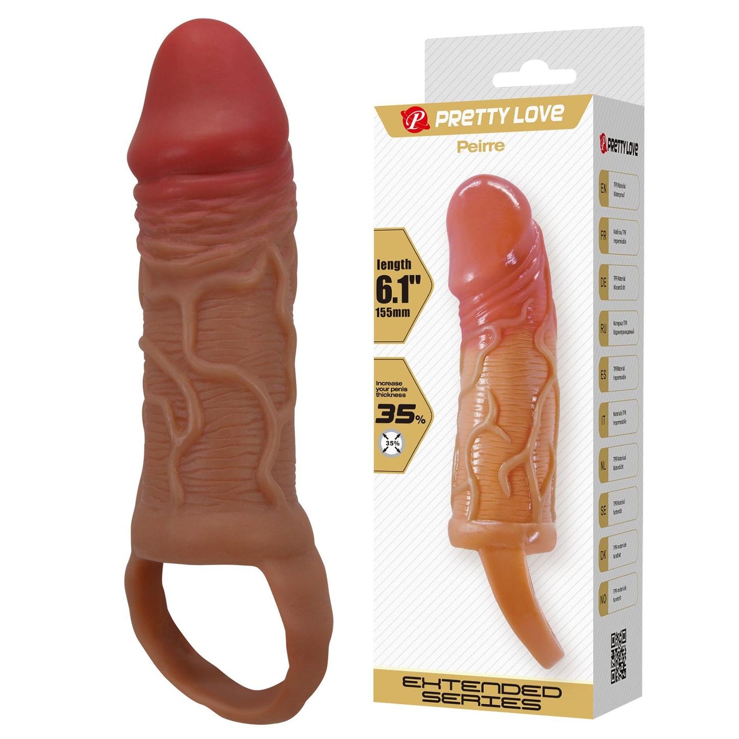 Baile - BI-026211-2 - Penis Sleeve Brown 15,5 Cm Dia 3,2 Cm - 6,1 Inch Extender