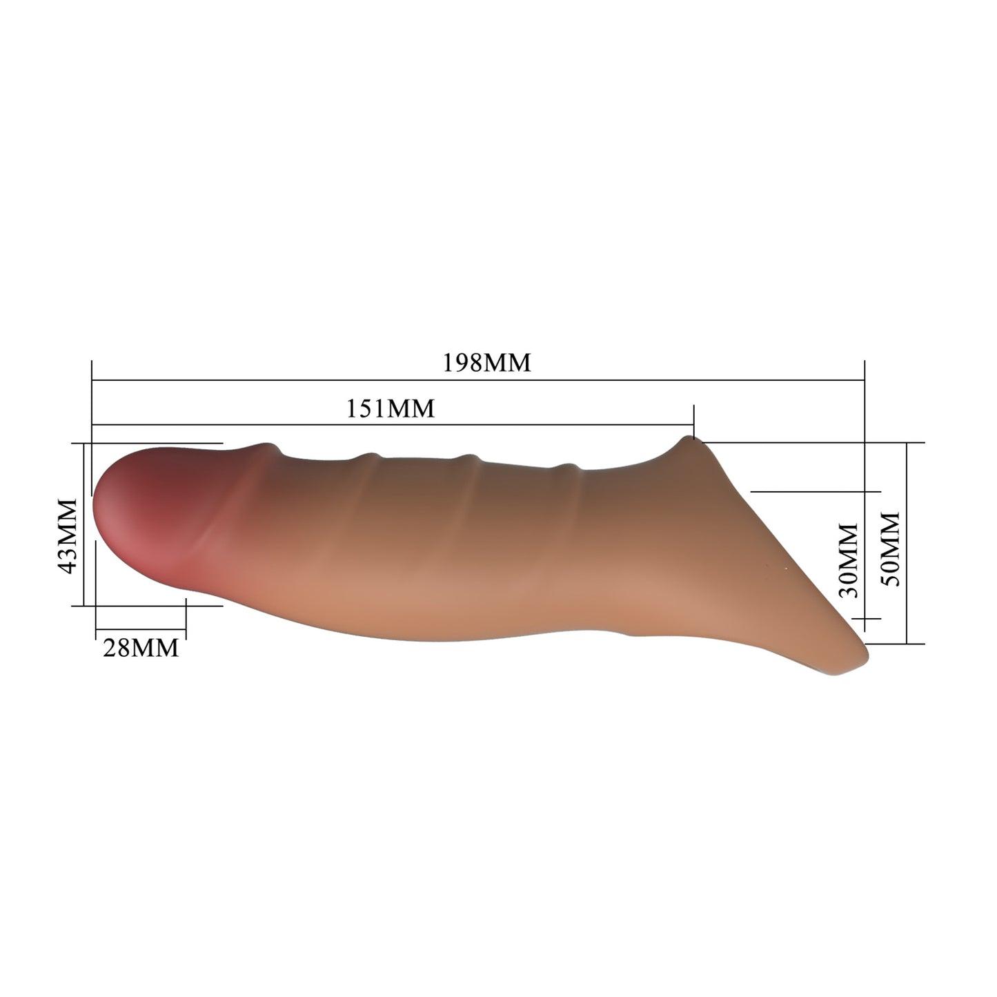 Pretty Love BI-026278N-1 Penissleeve – 19,8 cm – Realistisch TPE – Damell Brown