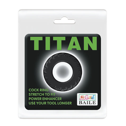Baille - BI-210146 - Titan SIlicone Cockring Black Lenght 3,9 cm dia 1 cm