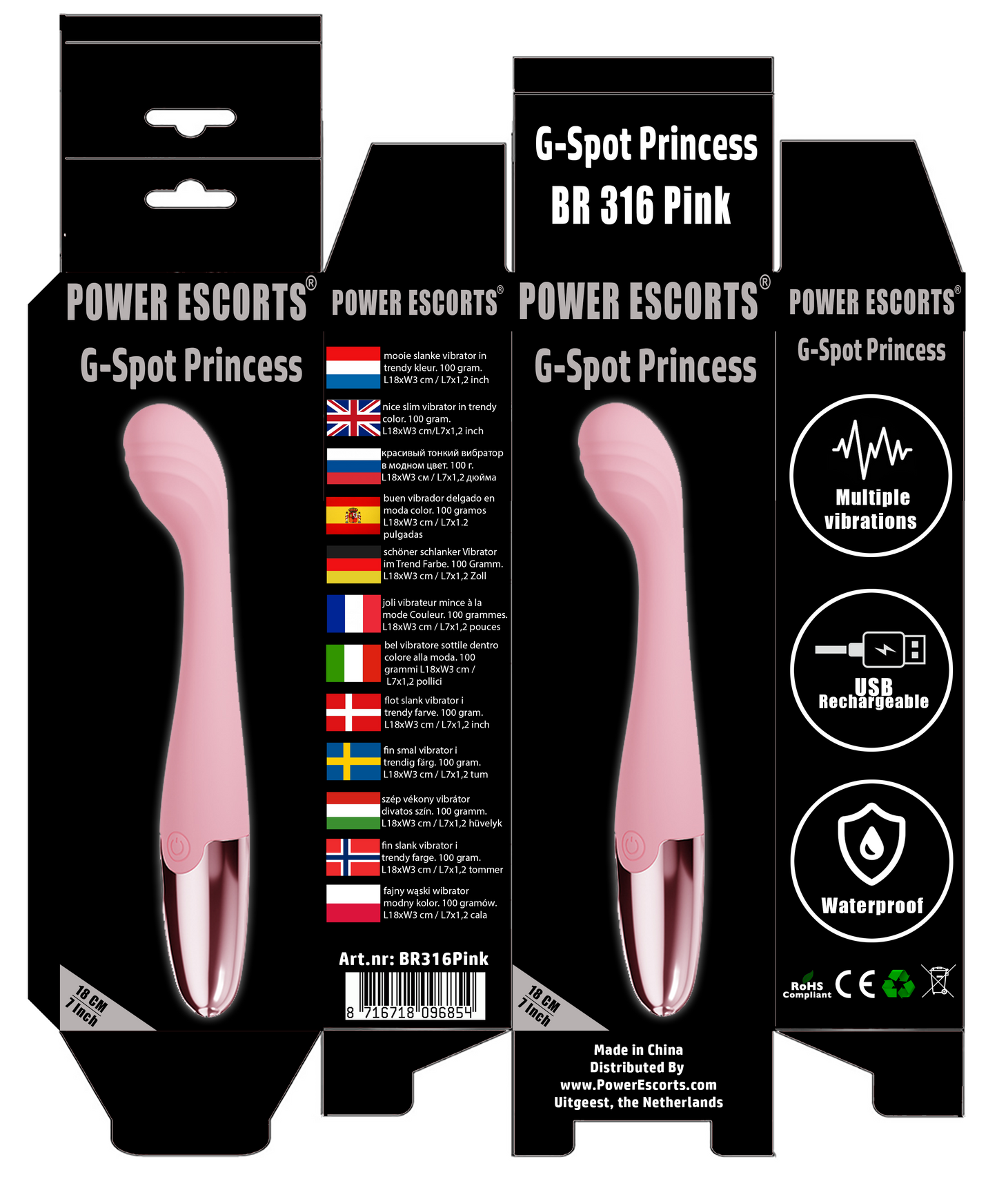 Power Escorts G Spot Princess Buigbare Vibrator - 18 Cm / 7 Inch Silicone