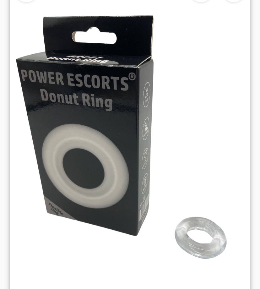 Power Escorts Donut Cockring - Clear - BR121 - Colour box