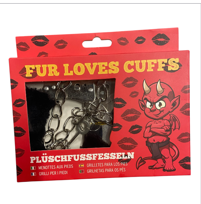 Furry Love Cuffs - Black - Extra Long Chain - Extra Heavy 265 Gram !! - Extra Big - Colourbox