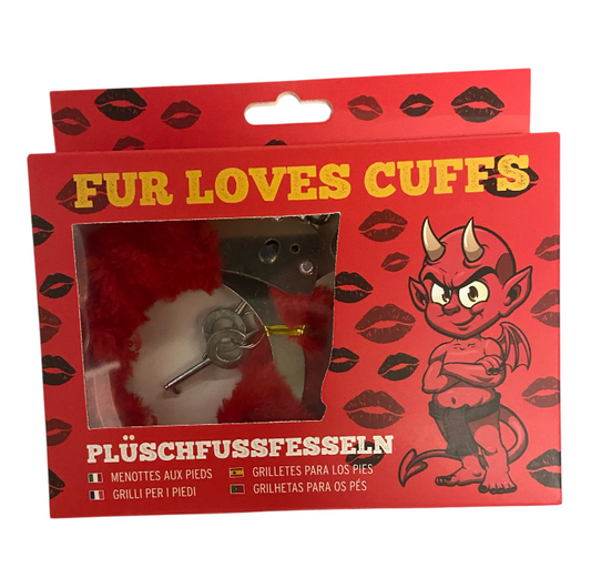 Furry Love Cuffs - Red - Extra Long Chain - Extra Heavy 265 Gram !! - Extra Big - Colourbox