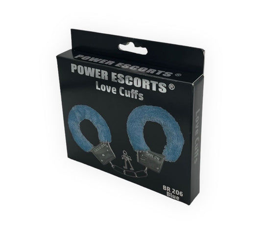 Power Escorts Soft Furry Hand cuffs Blue - Love Cuffs - Br206 Blue