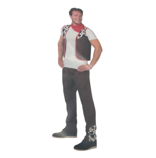 Kinky Cowboy Kostuum – Bruine Broek, Gilet & Rode Sjaal voor Rollenspel