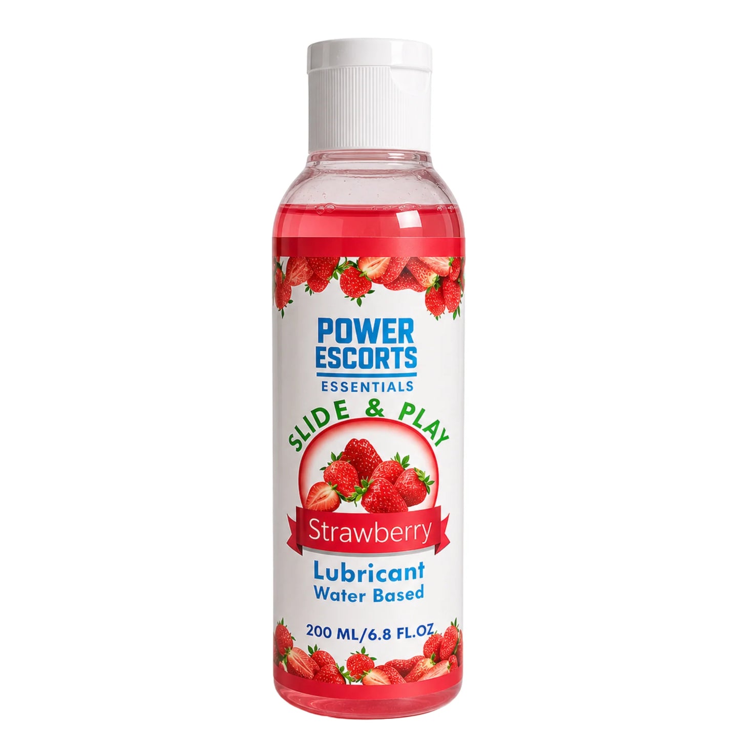 Power Escorts Slide & Play Glijmiddel Aardbeien 200ml – Waterbasis Lube