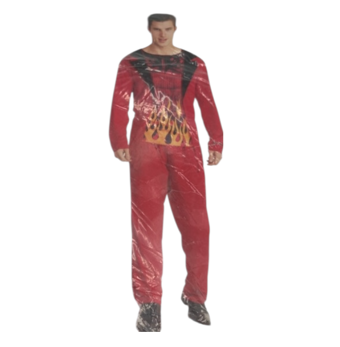 Extra Kinky Duivel Kostuum – Rood Topje met Vlammen & Bijpassende Broek (M / L / XL)