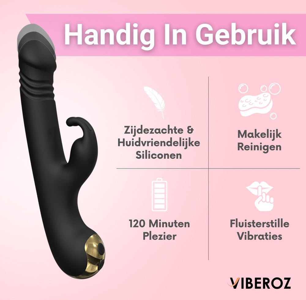 Thrusting Rabbit Vibrator – 9 Stootstanden, Dubbele Stimulatie & Oplaadbaar