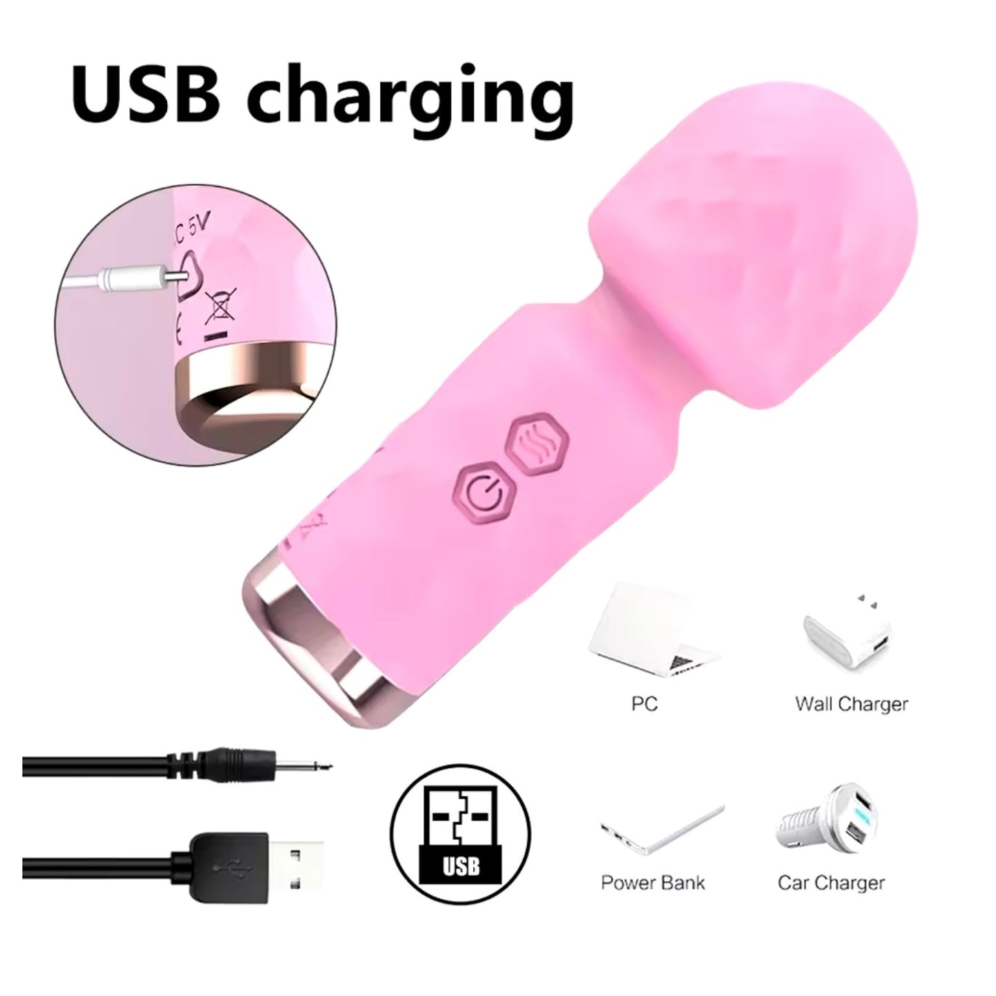 Trendy Deals - Super Slimme AV Mini Wand Vibrator 11,5 CM Roze USB