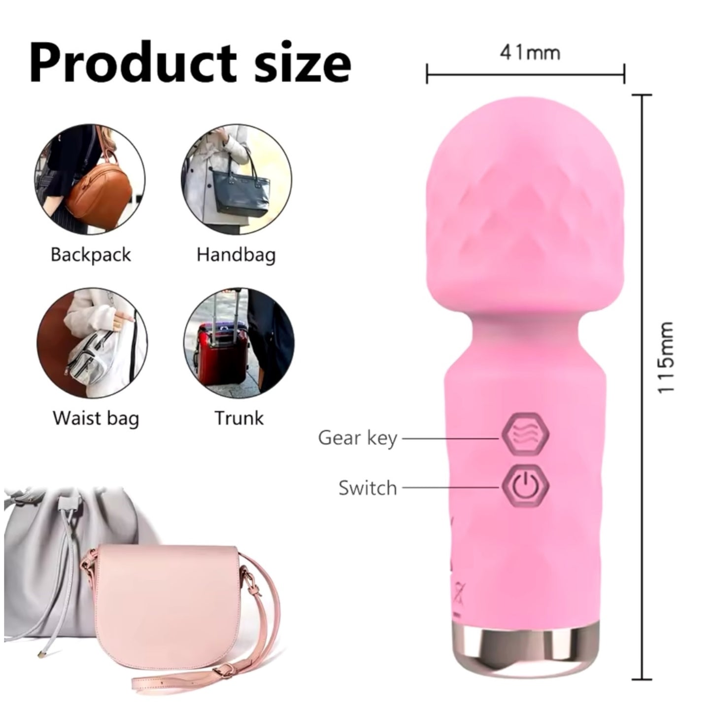 Trendy Deals - Super Slimme AV Mini Wand Vibrator 11,5 CM Roze USB