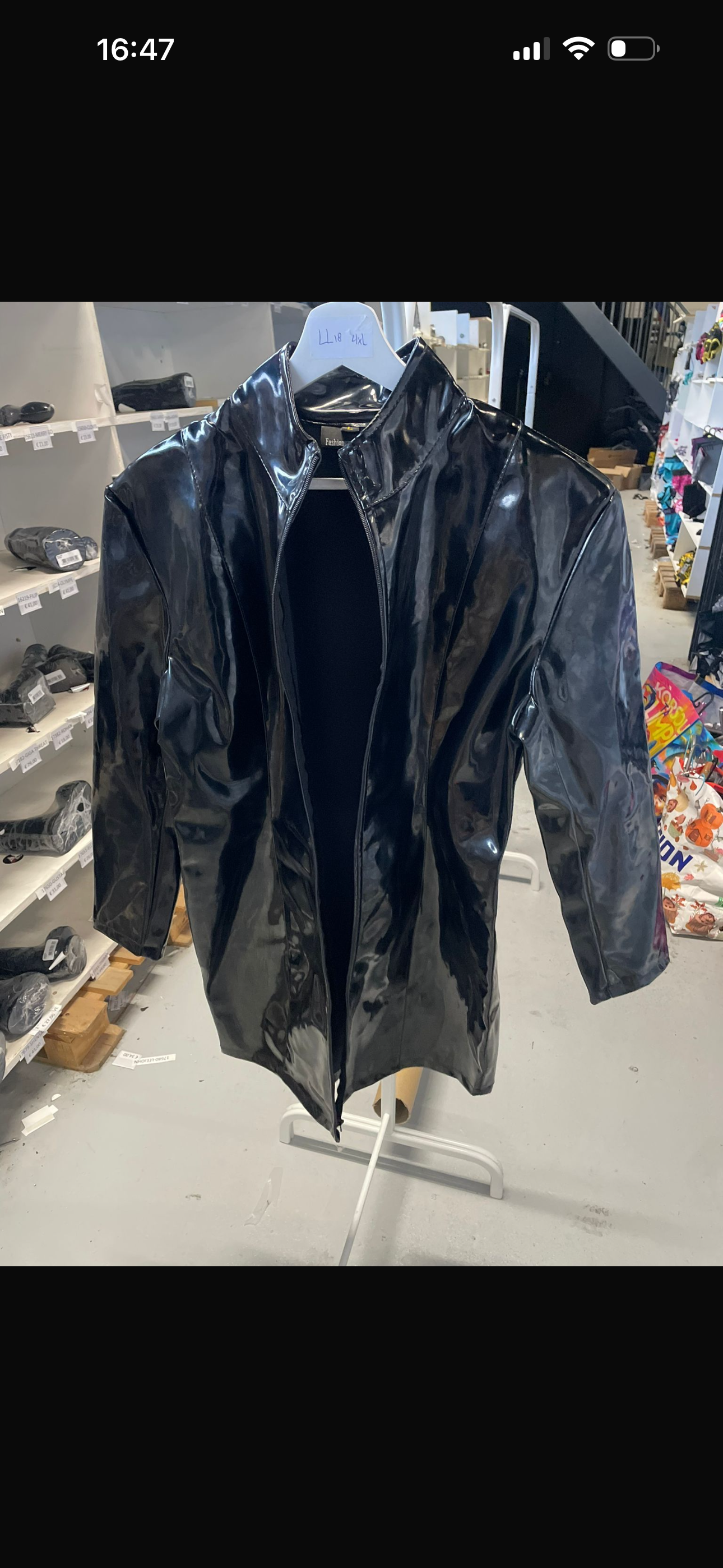 Fashion World - Black Latex Glossy Wetlook Jack Met Rits – Size L - Unisex Male or Female