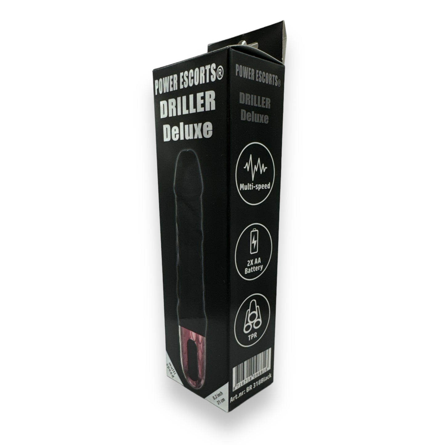 Power Escorts - BR318 - Driller De Luxe Black - 21 Cm / 8.2 Inch Fat Silicone Realistic Vibrator