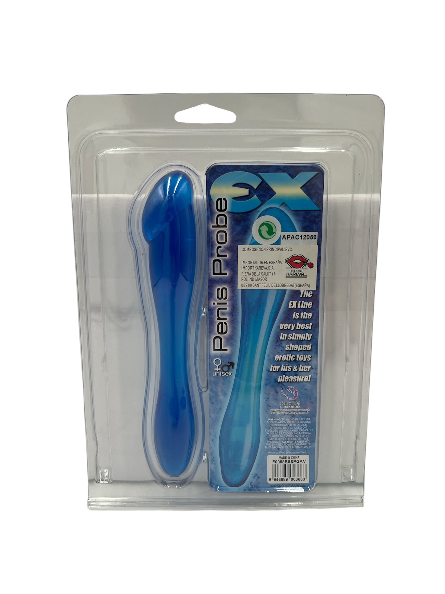 Trendy Deals - TD12059 - Penis Probe Blue Dildo - On Blister